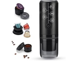 3-in-1 draagbare espressomachine, elektrisch reiskoffiezetapparaat, USB-type C en autolader, 17 bar filterkoffiezetapparaat (zwart) zonder verwarming