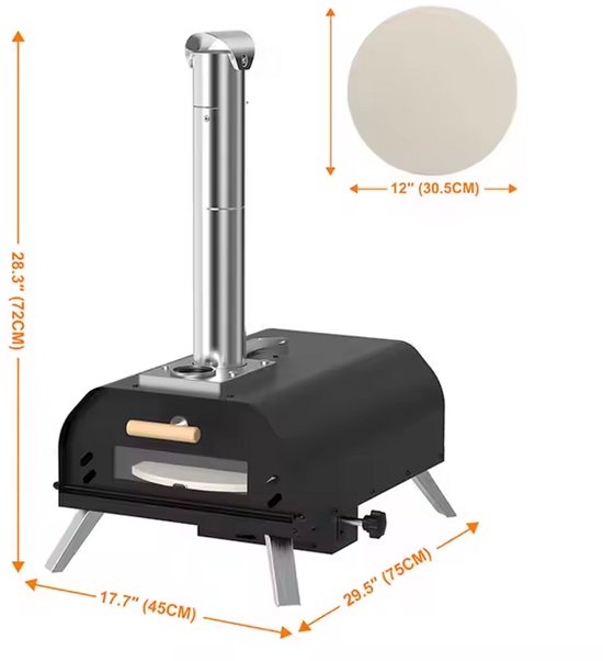 Burnic pizzaoven Prato voor buiten - Pizzaovens - Hout Gestookt - Inclusief Schoorsteen - ø 33 cm - Draagbaar en Opvouwbaar - Tot 500°C van Merkloos — afbeelding 5