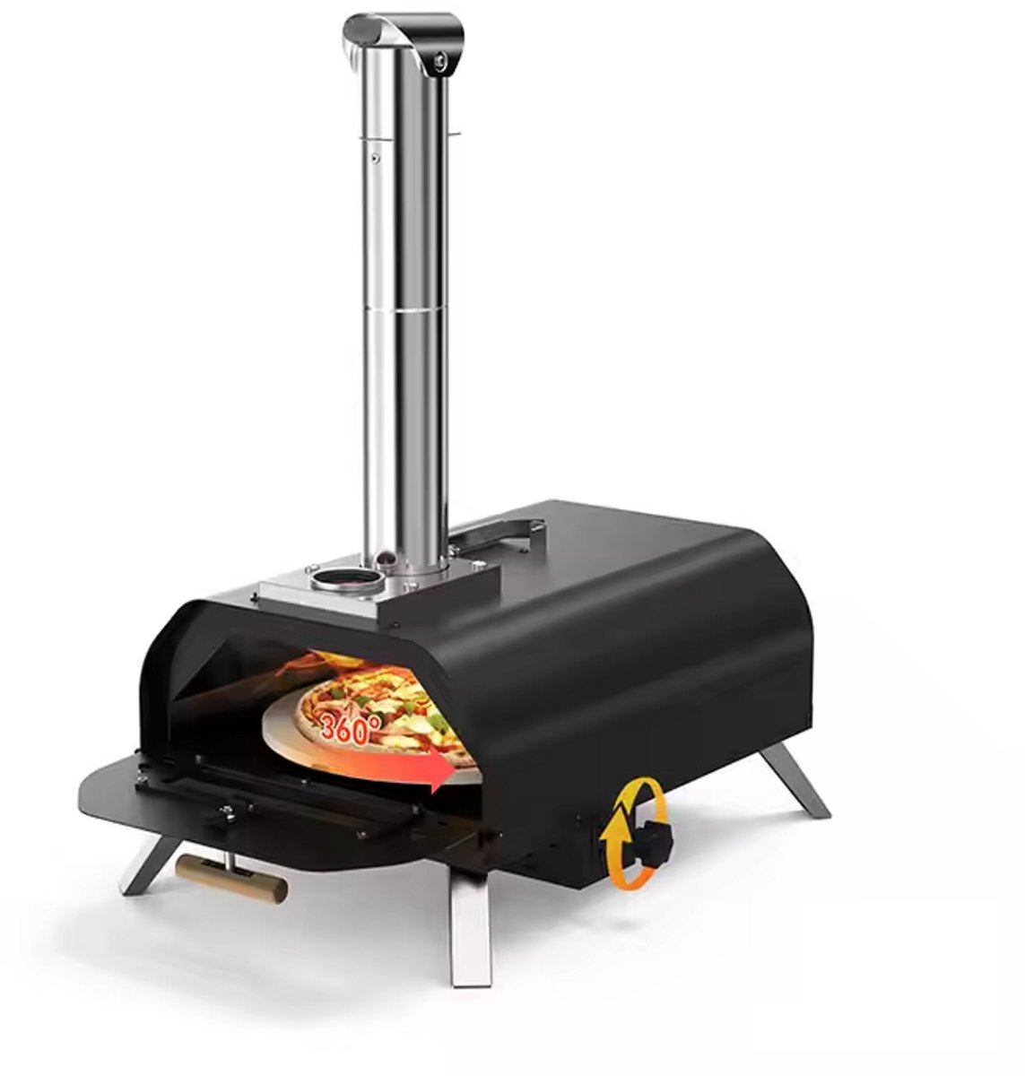 Burnic pizzaoven Prato voor buiten - Pizzaovens - Hout Gestookt - Inclusief Schoorsteen - ø 33 cm - Draagbaar en Opvouwbaar - Tot 500°C