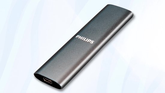 SSD Externe PHILIPS 500 Go - Ultra Fin, USB-C, Vitesse 540 Mo/s, Aluminium