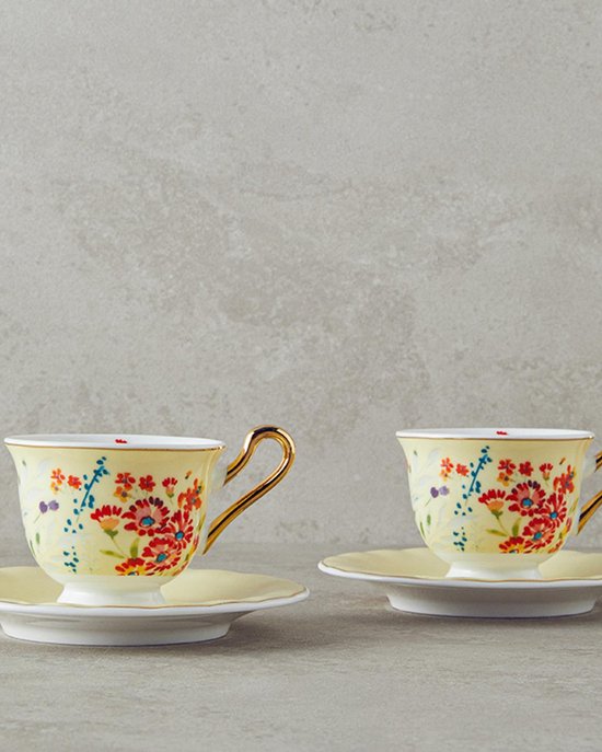 Nederlands Home tasses à expresso - Tasses à café turques - 2 personnes - 80 ml - Jaune