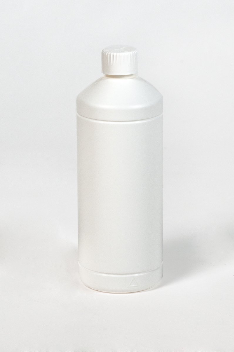 Fles 1 liter HDPE - wit - UN-Y1.6 - set van 10 stuks - incl. dop