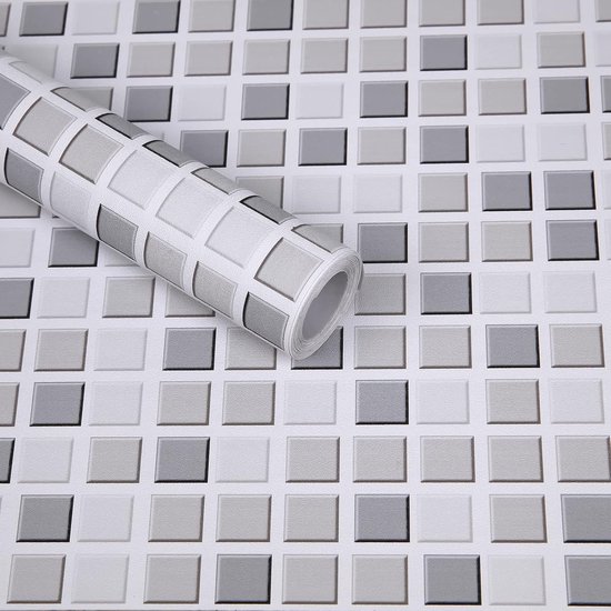 Ruolin Tegelstickers mozaïek 24 stuks, pvc-tegelstickers, tegelfolie, zelfklevend behang, plakfolie, waterdichte muurstickers, tegelfolie voor keuken, kast, meubels, tafel 20 x 20 cm