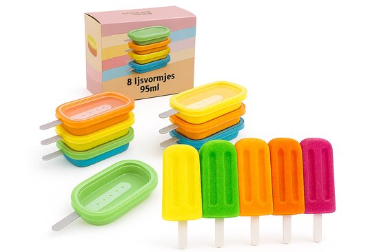 8 moules à glaces 95 ml – Empilables en Siliconen Platinum – Compatible lave-vaisselle