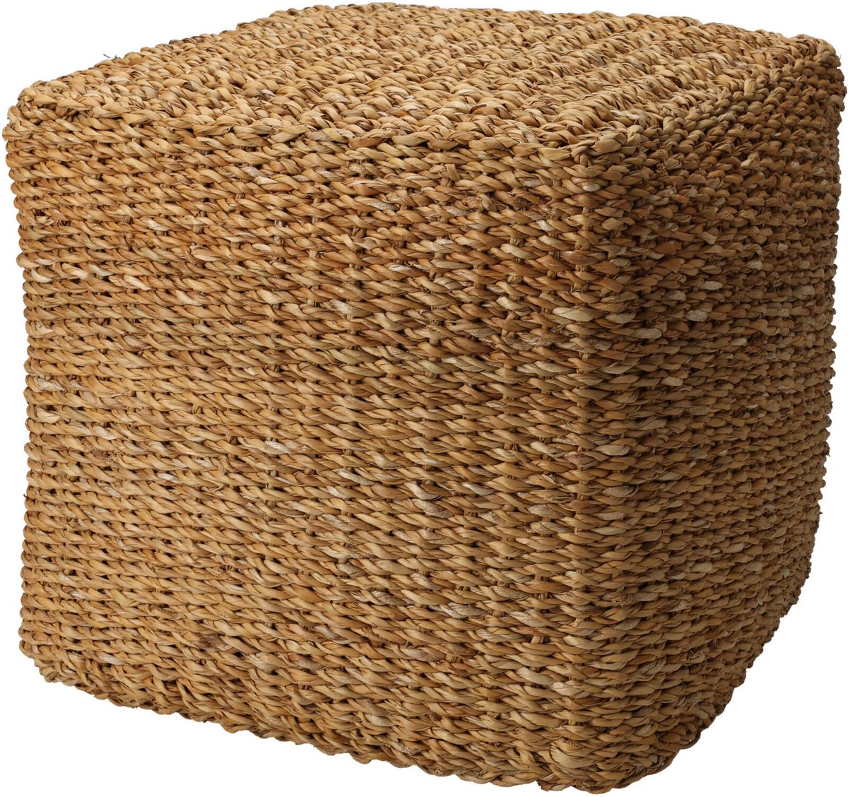 Home & Styiling Poef Nature - vierkant - gevlochten zeegras - D40 x H40 cm - bijzet stoeltjes