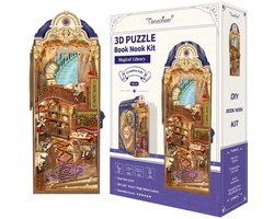 foto van Tonecheer Magical Library Book Nook Bouwpakket - Modelbouw - 18,2 x 10,7 x 28,3 cm - DIY Pakket - Houten 3D Puzzel - Boekensteun - LED-licht - Bewegingssensor Licht - Boekenhouder
