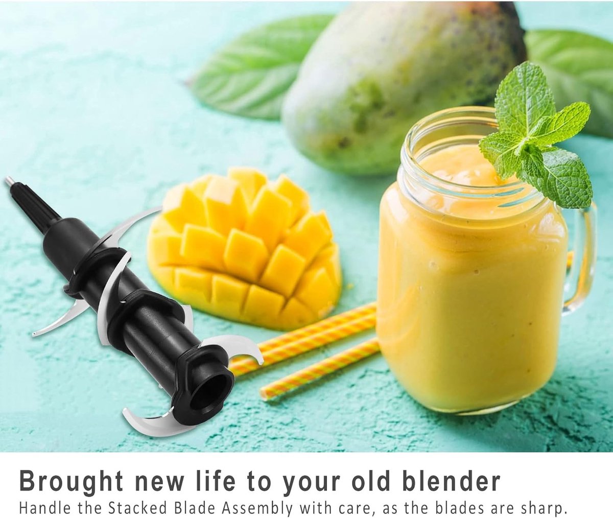 1 stuk - Blender 6-blads vervangingsset - Blender vervangend gestapeld mes - Gestapeld 6-blads vervanging - Zwart - Compatibel met Ninja Professional Blender-modellen BL500 BL660 BL700 BL740 NJ600C - Voor 72 oz Ninja Blenders – foto 7