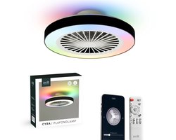 Nolt Plafondventilator met Verlichting - Plafondlamp Ventilator - Plafonniere - LED RGBW - Tuya Wifi Smart - Afstandsbediening - ⌀ 50cm - Zwart