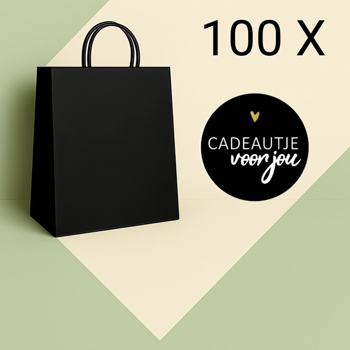 HGN Papieren Tasjes -Cadeautasjes-Cadeauzakjes-100 Stuks-Zwart-Incl 100 Stickers twv 19,90-18+8x22 cm