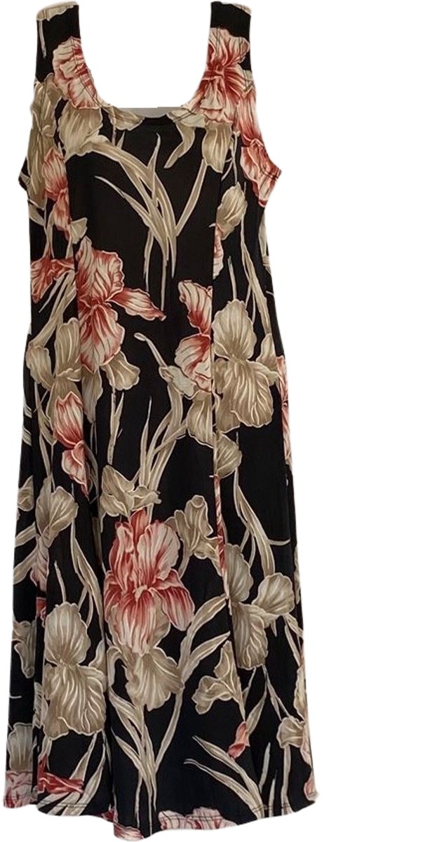 Hoogwaardige Viscose Dames Jurk / Zomerjurk / Dress | Rozen print | Zwart - M/L