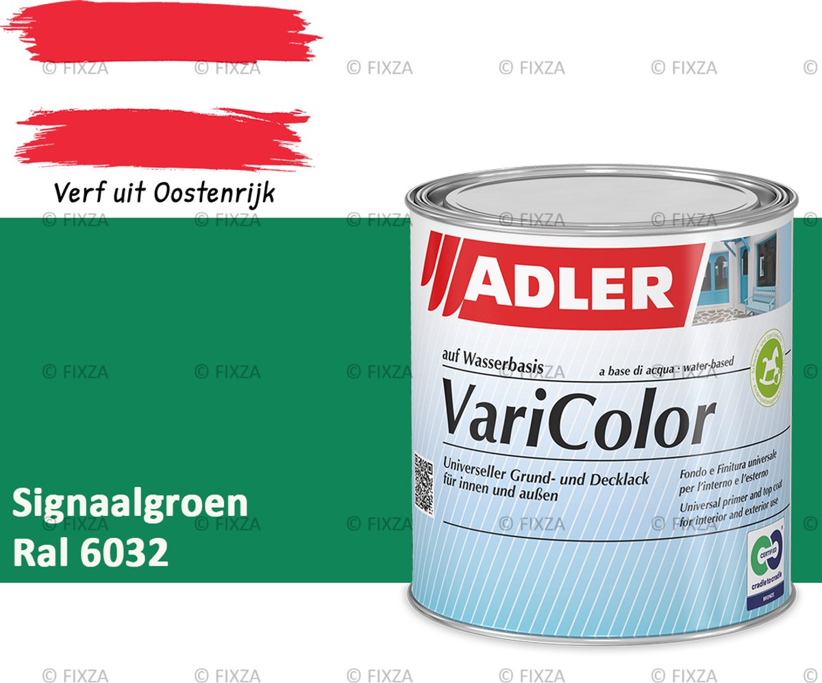 ADLER Varicolor Lakverf RAL 6032 - Signaalgroen 750 ml – 2-in-1 Houtverf, Metaalverf en Kunststof Lak voor Binnen & Buiten