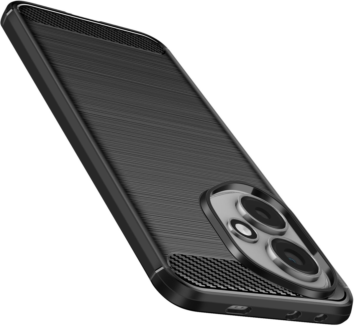 Avizar Hoes Geschikt voor Honor 400 Siliconen Design Geborsteld Koolstof, Zwart