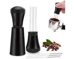 Koffie Verdeler - Espresso Koffieroerder - Koffie Accessoires - Tool Compact - 7 Naalden - Espresso Distributie Tool - Koffie Tamper Espresso Naald - Inclusief 3 Vervangende Naalden - Geschikt Voor Thuisgebruik, In Cafés En Bakkerijen - Zwart