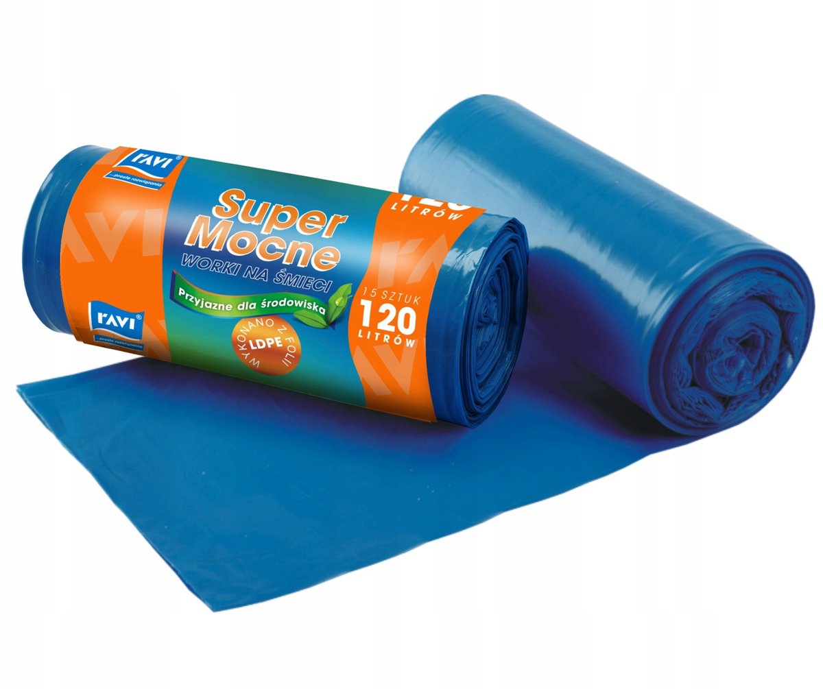 Vuilniszakken sterk 120l blauw papier 15 stuks