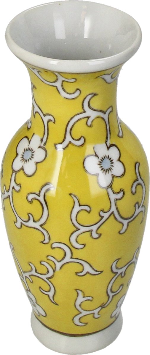 HD Collection Vaas Porselein Geel 8x8x18,5cm Yellow