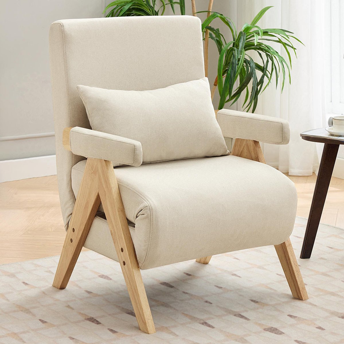 Pugsdrly Modern design: 3-in-1 slaapfauteuil met slaapfunctie, slaapbank, gestoffeerde klapstoel, gestoffeerde stoel, loungestoel, eenpersoonsbed, geschikt voor de woonkamer, slaapkamer, kantoor, appartement, enz.
