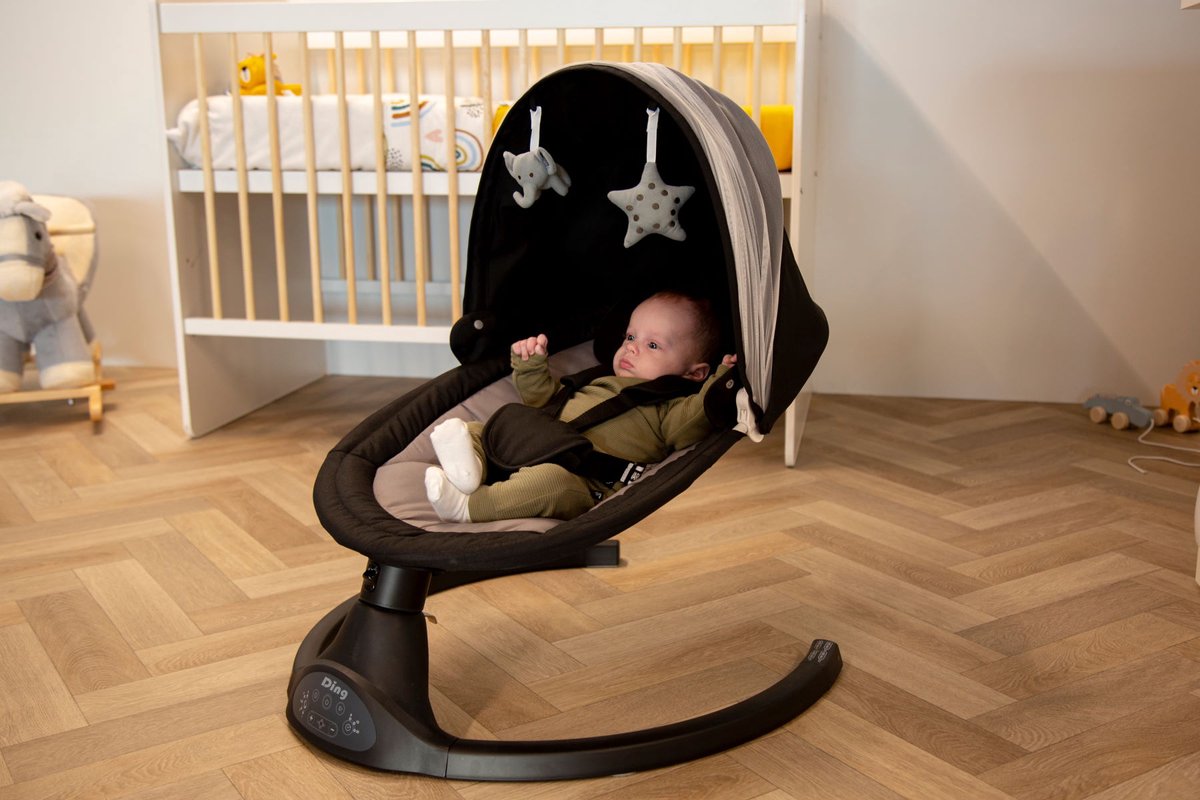 Ding Hugg Swing Babyschommel - Zwart - Draaibare babyswing - Met Muziek en Bluetooth — afbeelding 5