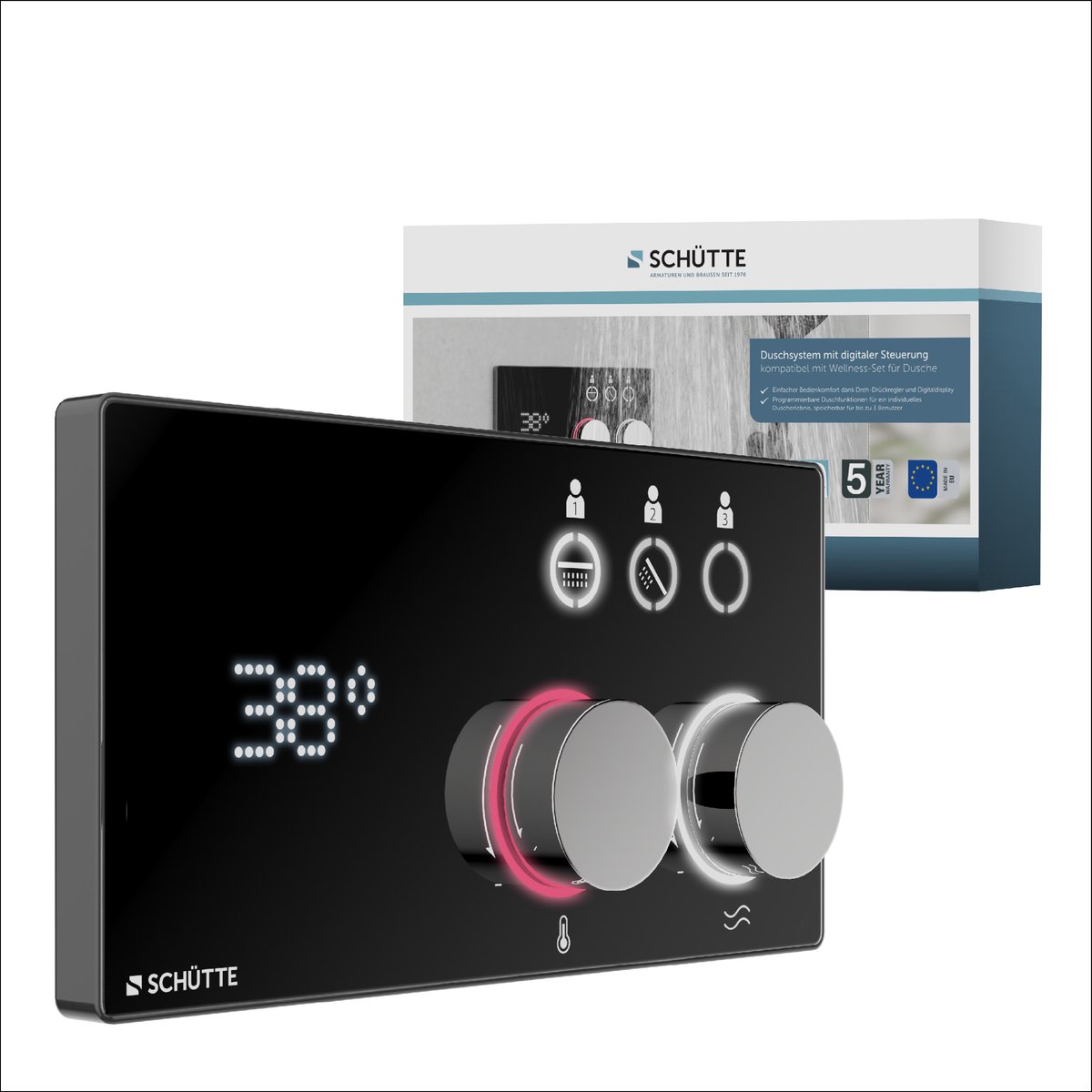 SCHÜTTE AQUADOT Digitaal Douchesysteem - Met Smart Control - Chroom/Mat Zwart