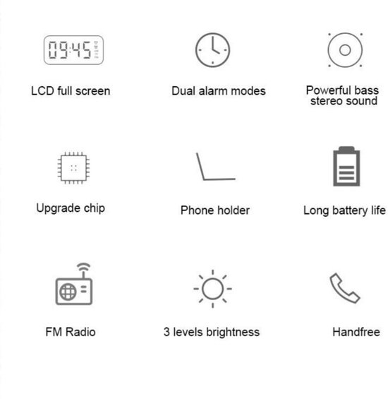 Bluetooth speaker, radio, klok, spiegel en TF ingang. zwart van Merkloos — afbeelding 5