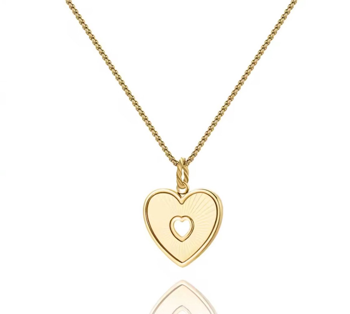 Actie4you® - Ketting Dames – Hartje – Goudkleurig - Verstelbaar – Hartjes Ketting - In Gift box - Hart in Hart