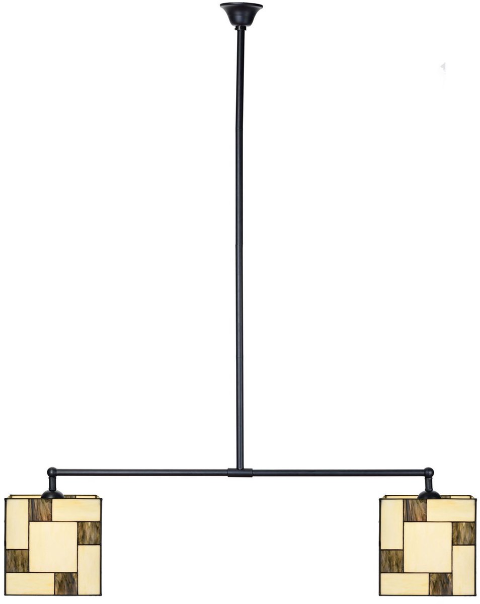 Coloured by Art Tiffany T-lamp 2 lichts Mondriaan Kubus - Art Deco Trade Zwart