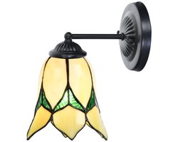 Tiffany wandlamp zwart met Lovely Flower Yellow - Art Deco Trade
