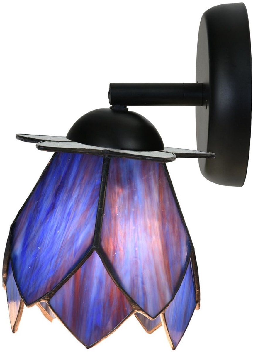 Tiffany Spot zwart met ''Blue Lotus'' - Art Deco Trade