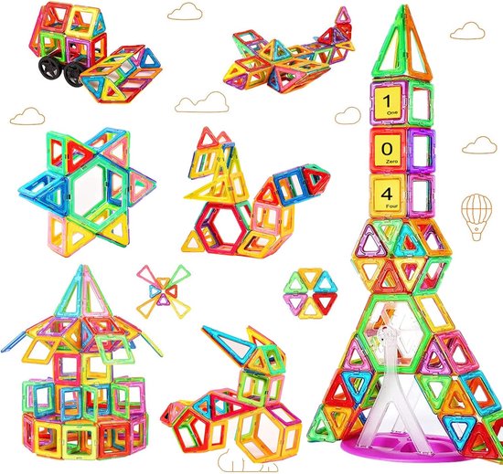 Magnetisch Bouwstenen Speelgoed Set – 104-delige Magnetische Blokken – Educatief Constructiespeelgoed – Creatieve Bouwblokken – Speelgoed Auto – Magneten Bouwset – Montessori Cadeau – STEM Speelgoed Jongens en Meisjes