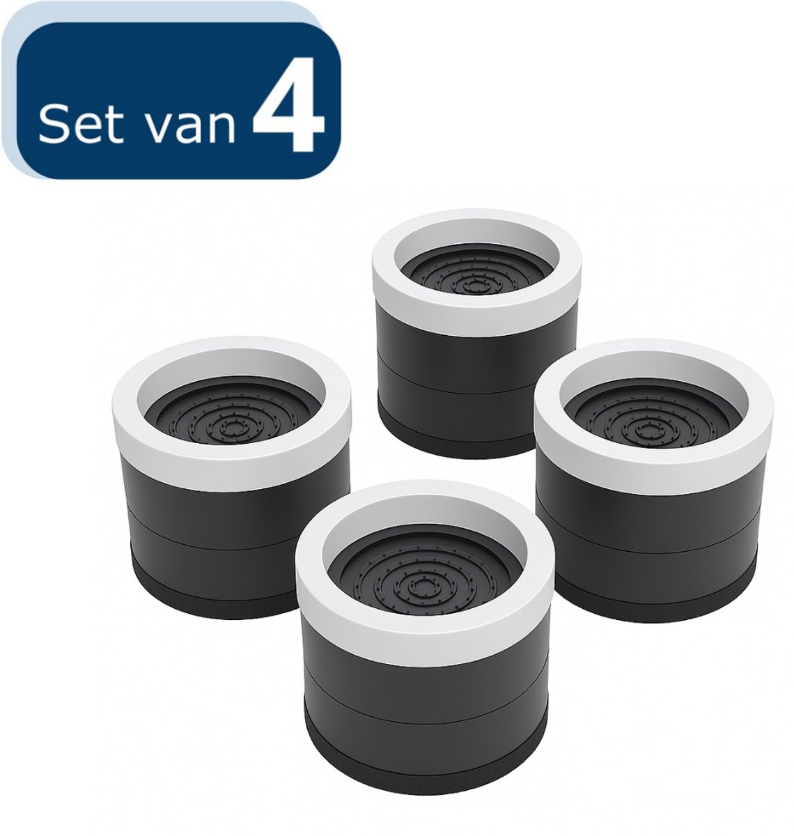 VOKA - Meubelverhogers - Bureau verhoger - Bedverhogers Set van 4 hoogwaardige verstelbare 4.5 en 8.5CM meubelverhogers - 3 x 4- Zwart - Ruimtebesparende verhoger - Tafelverhoger, Stoelverhoger, Bankverhoger Verstelbaar - Multifunctioneel