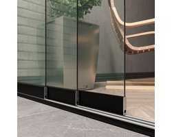 Kellux - Glazen Schuifdeursysteem voor Terrasoverkapping of Veranda - 3 deurs systeem 3 x 82 cm - Breedte 240 cm - Hoogte 200 cm - mat zwart (RAL 9005) - Helder glas - incl. 2 grepen, glasopvang en tochtwering