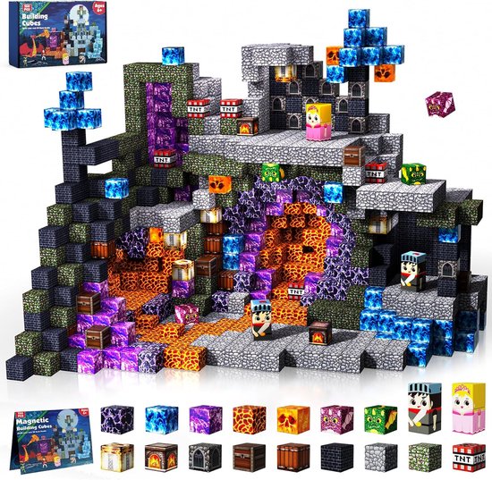 Magnetische Bouwblokken Set – 150-delig Constructiespeelgoed – Donker Kasteel Bouwset – Montessori Magneten voor Kinderen van 6 tot 12 Jaar – Educatief Speelgoed – Creatief Bouwen – Cadeau voor Jongens en Meisjes