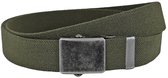 Landley Elastische Canvas Riem met Metalen Schuifgesp - Stretch - Koppelriem - Dames / Heren - Unisex - Groen - Lengte totaal 140 cm / Riemmaat 125