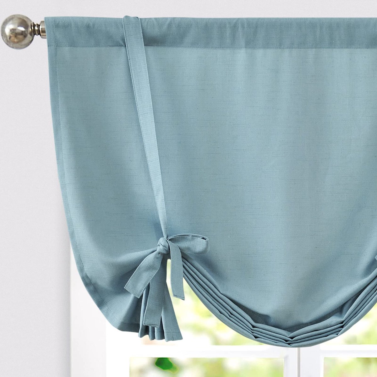 Ibenzoa Vitrage keuken in landelijke stijl met semi-transparante linnenlook blauw