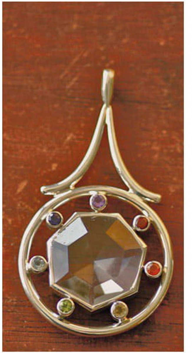 Chakra wiel met bergkristal hanger