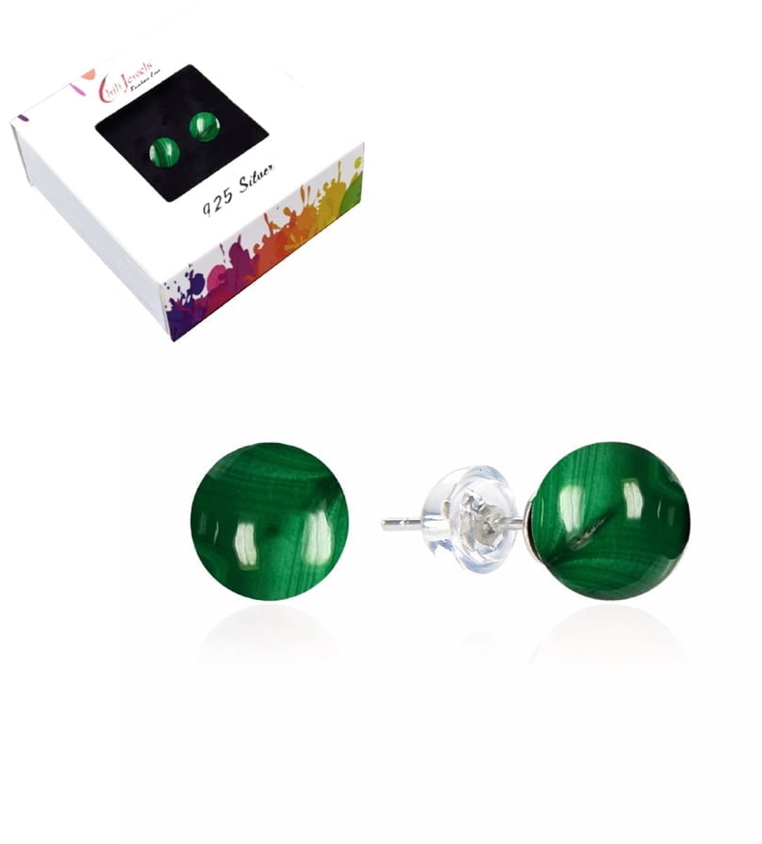 Oorbellen Malachiet 6 mm