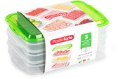 Boîtes de conservation de viande Plasticforte - transparentes/vertes - 24 x 16 x 10 cm - 3 couches - boîte de conservation pour garnitures de sandwich - boîtes de conservation