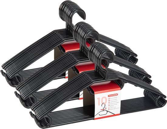 Cintres Plasticforte - 30 pièces - Noir - Plastique - 40,5 cm - Rangement de garde-robe - Crochet pivotant