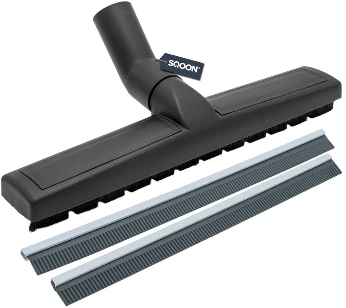 SQOON® Harde vloeren zuigmond 38 mm - 36 cm breed - Voor nat en droog gebruik - Met rubberstrips, borstels en wieltjes - Geschikt voor industriële stofzuigers