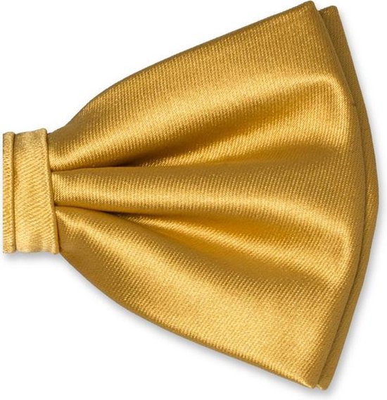 Gouden vlinderdas met satijnen textuur.