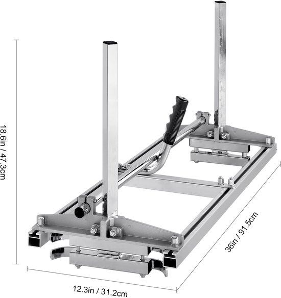 Draagbaar Zaagzaag, 35 cm-90 cm Leitrail, Gegalvaniseerd Staal, Kettingzaagplanken 0,5 cm-30 cm Dikte, Zaaghout Zaagmachine voor Bouwers, Zilver van Merkloos	 — afbeelding 5