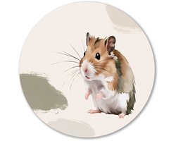 Schattige hamster in aquarel - Hamster muurdecoratie rond - Rond kunstwerk dieren - Aquarel - Unieke Forex muurcirkels - Wand kunst - muurcirkel forex 70x70 cm