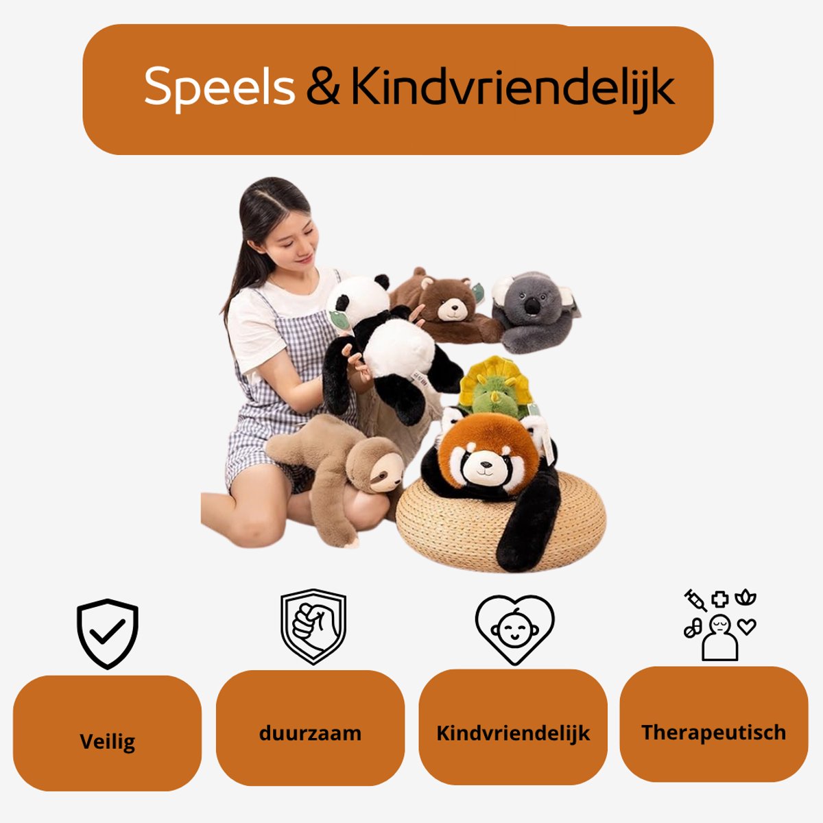 Knuffeldier Kussen 30/45/65cm Angstverlichting Knuffelspeelgoed Zacht