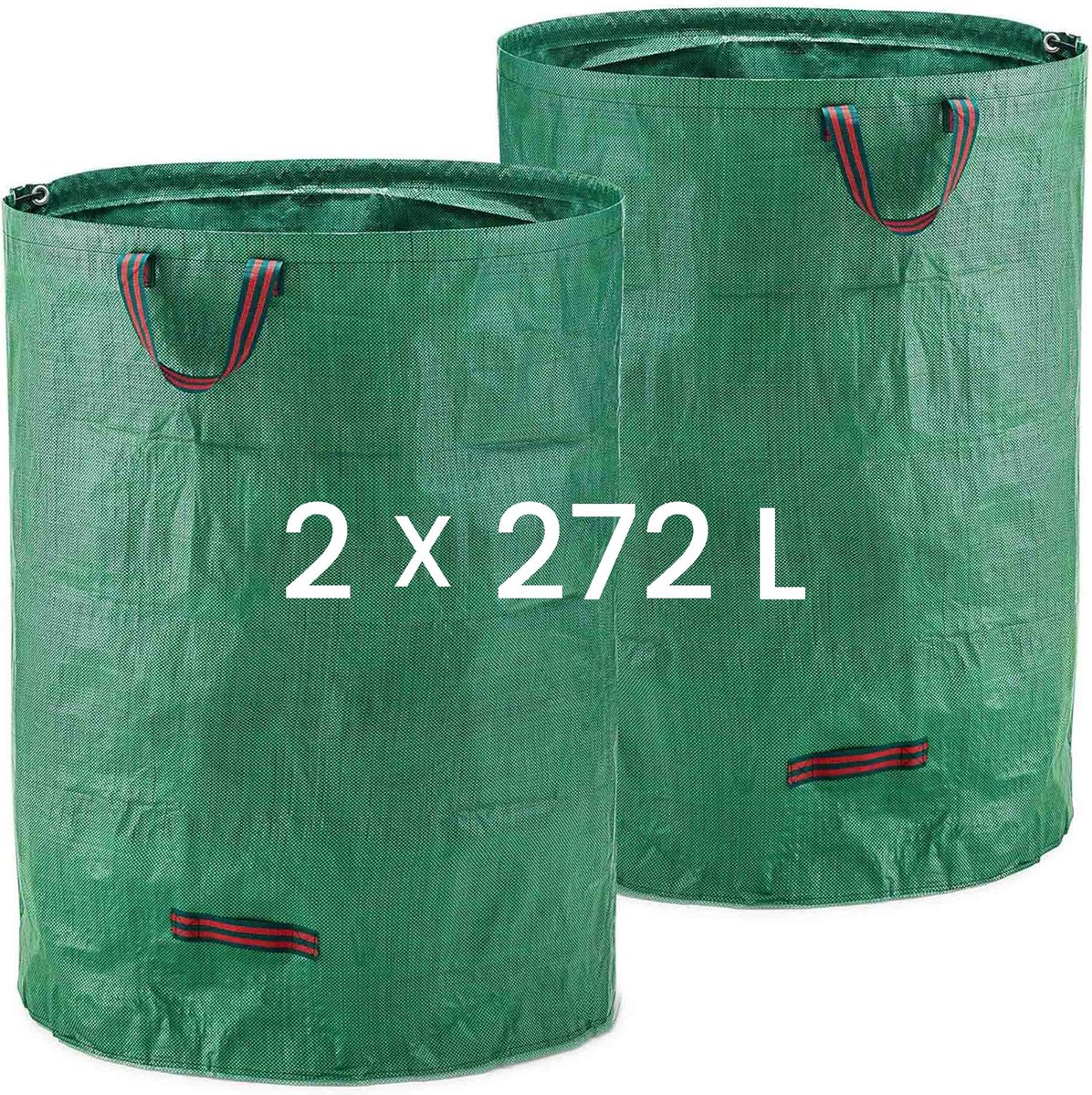 Ibenzoa® Robuuste Gartenabfallschoen (2 x 272 L) , Stabil, met Handgrepen - Kunststof Weefschoen voor Graszout, Bladeren en Stenen