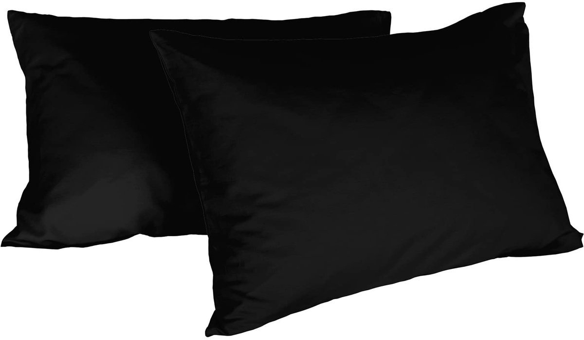 Ibenzoa Zachte Katoenen Kussenhoes – Zwart – 52 x 82 cm – Voor Extra Comfort
