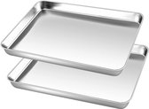 Set de petites plaques de cuisson rectangulaires en acier inoxydable pour une utilisation polyvalente en Cuisine