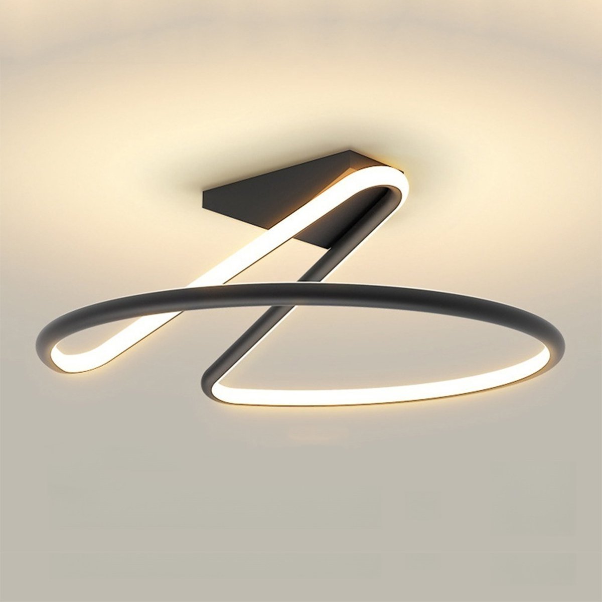 CHIWIN Moderne LED Plafondlamp Zwart – Dimbaar met Afstandsbediening – Warm Wit Licht – Energiezuinig & Flikkervrij – Voor Woonkamer, Slaapkamer, Keuken, Hal & Gang – Geometrisch Design
