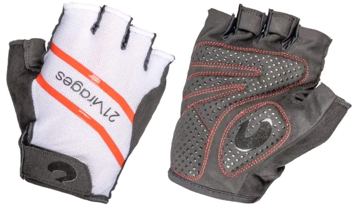 21Virages - Fietshandschoenen - Memory Foam - Wit/Rood - Maat L