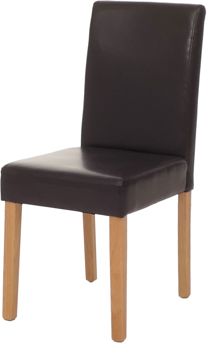 Littau eetkamerstoel, keukenstoel, leer ~ bruin, lichtgekleurde poten