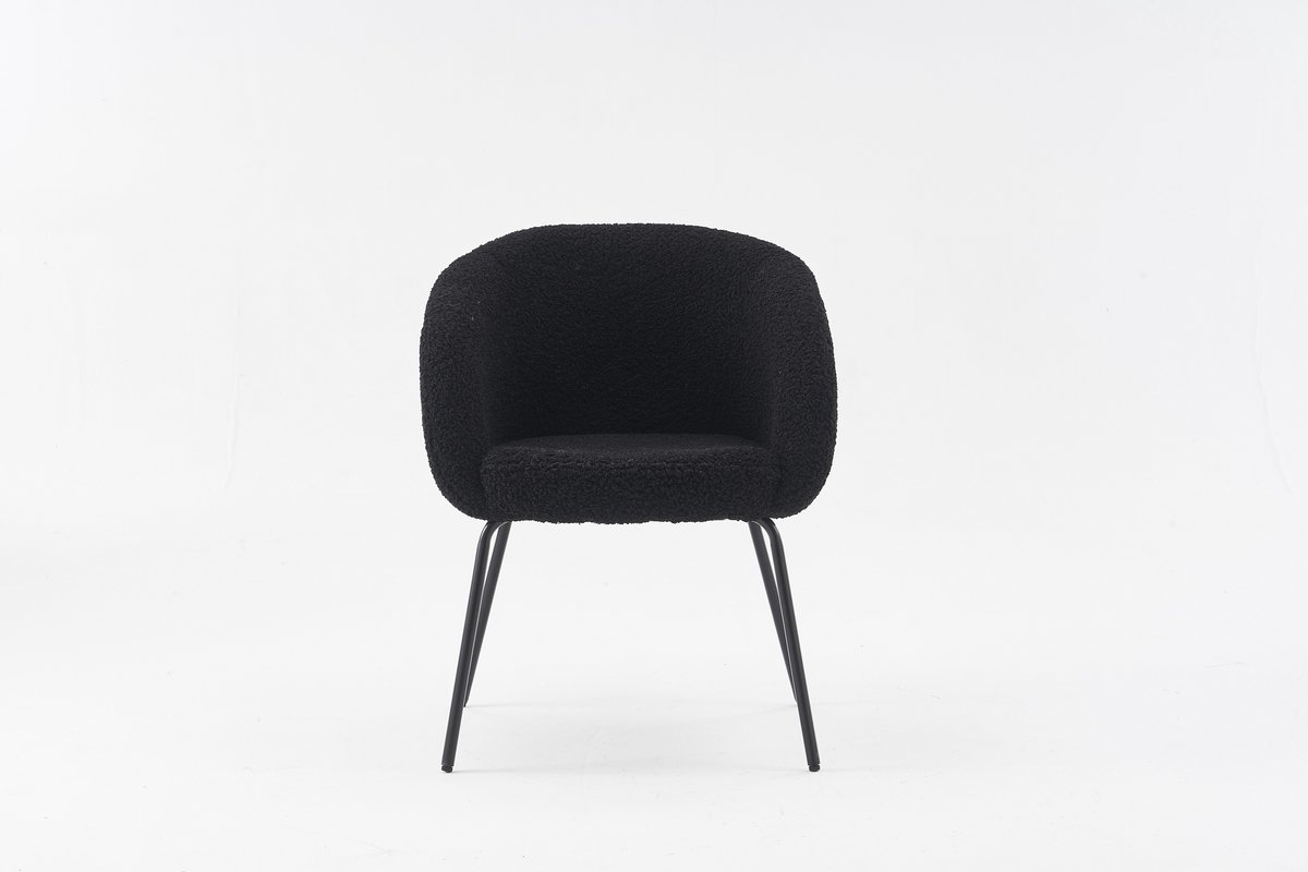 Eetkamerstoel - Molisan - Naturel - Sherpa Stof - Black Frame - Stoel - Normale eetkamerstoel