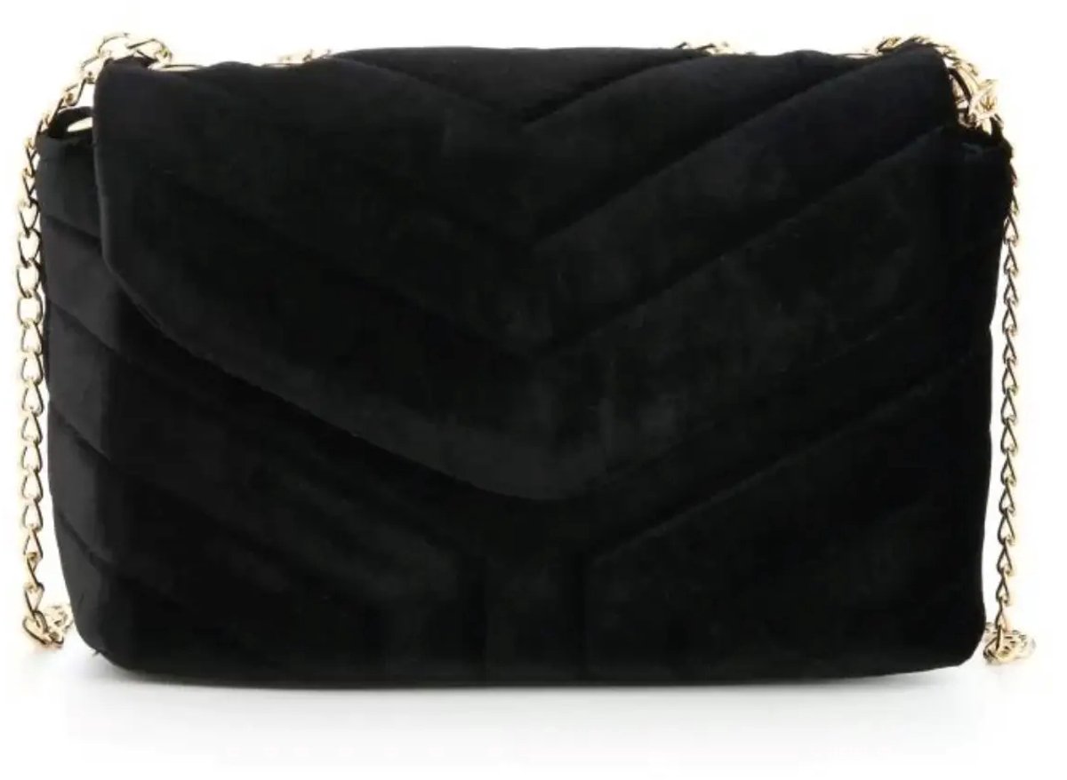 Velvet Schoudertas met chain band